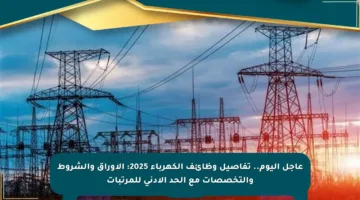 عاجل اليوم.. تفاصيل وظائف الكهرباء 2025: الأوراق والشروط والتخصصات مع الحد الأدنى للمرتبات
